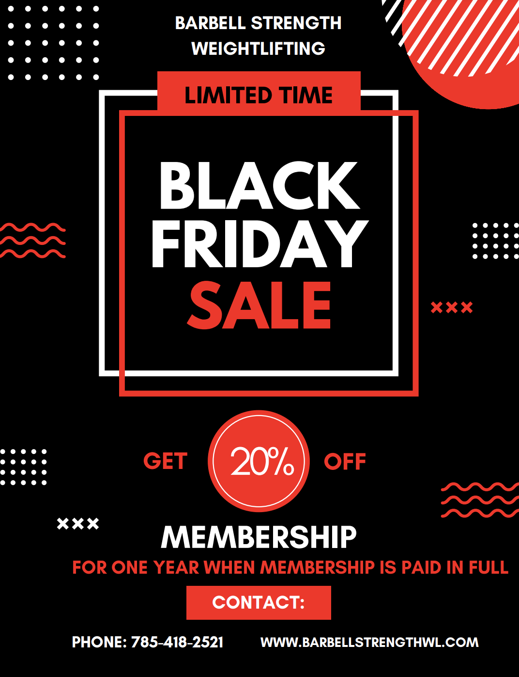 Barbell Strength Weightlifting Black Friday - 20% Off 12-Month Membership